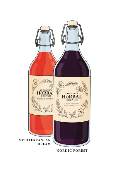 Christel’s Hörbal bottle pair presentation for hospitality partners.